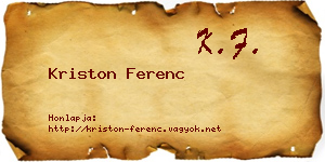 Kriston Ferenc névjegykártya